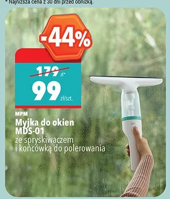 Myjka do okien MPM MDS-01 ze spryskiwaczem i końcówką do polerowania promocja w Biedronka
