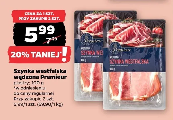 Szynka westfalska wędzona Premieur promocja w Netto