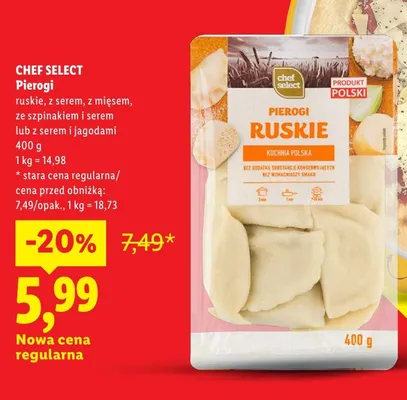 Pierogi ruskie Chef Select promocja w Lidl