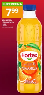 Sok pomarańczowy 100% Hortex promocja w Stokrotka