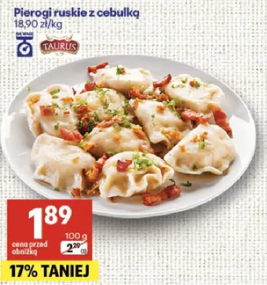 Pierogi ruskie z cebulką Taurus promocja w Delikatesy Centrum