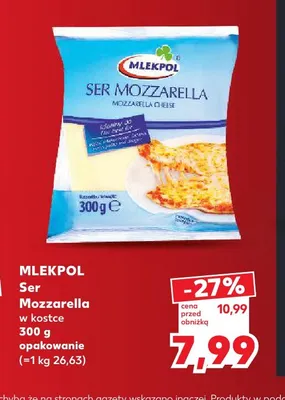 Ser Mozzarella w kostce Mlekpol promocja w Kaufland