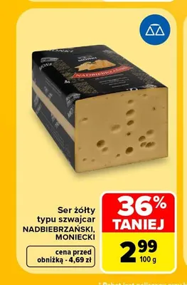 Ser żółty typu szwajcar Nadbiebrzański promocja w Carrefour Market