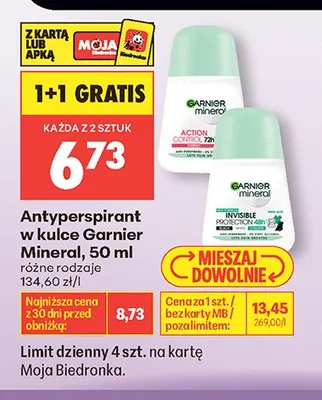Antyperspirant w kulce Garnier Mineral promocja w Biedronka