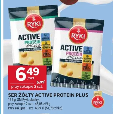 Ser żółty w plastrach Active Protein Plus Ryki promocja w Stokrotka