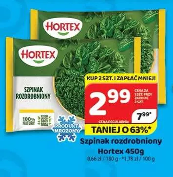 Szpinak rozdrobniony Hortex promocja w Delfin