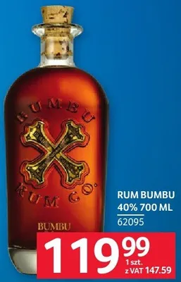 Rum Bumbu 40% 700ML promocja w Selgros