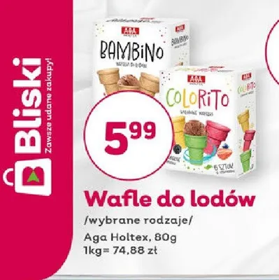 Wafle do lodów Aga Holtex Bambino promocja w Bliski