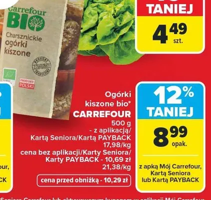 Ogórki kiszone bio promocja w Carrefour Market