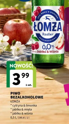 Piwo bezalkoholowe Łomża Radler jabłko & wiśnia promocja w Intermarche