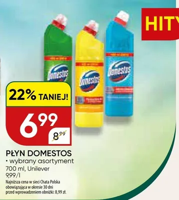 Płyn Domestos wybrany asortyment promocja w Chata Polska