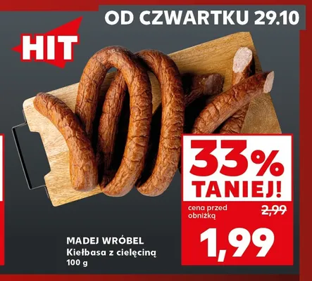 Kiełbasa z cielęciną Madej Wróbel promocja w Kaufland