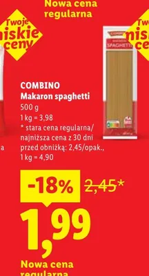 Makaron spaghetti Combino promocja w Lidl