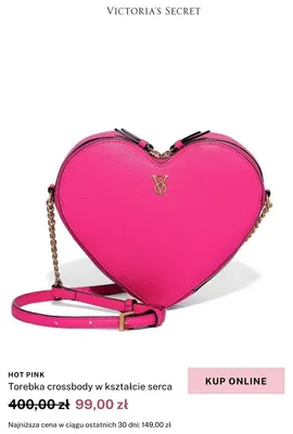 Torebka crossbody w kształcie serca Victoria's Secret Hot Pink promocja w Victoria's Secret