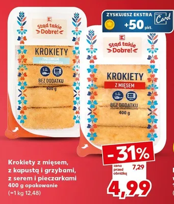 Krokiety z mięsem, z kapustą i grzybami, z serem i pieczarkami promocja w Kaufland