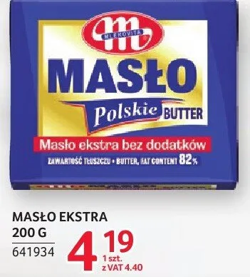 Masło ekstra polskie 200 g promocja w Selgros