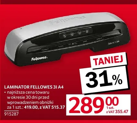 Laminator Fellowes 3i A4 promocja w Selgros