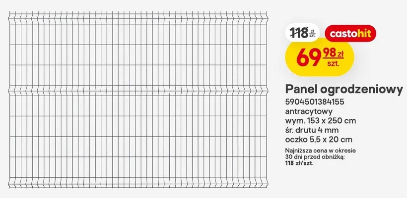 Panel ogrodzeniowy antracytowy promocja w Castorama