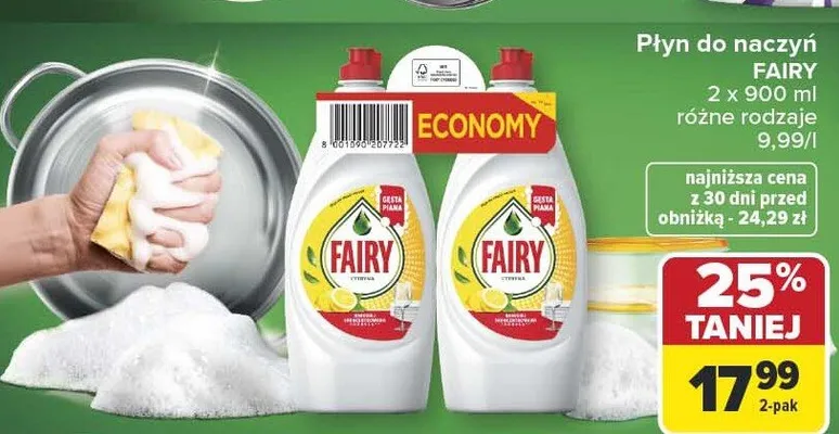 Płyn do naczyń Fairy promocja w Carrefour Market