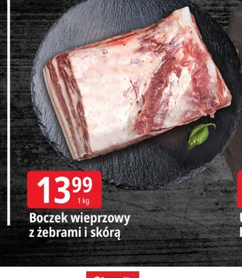 Boczek wieprzowy z żebrami i skórą promocja w Leclerc