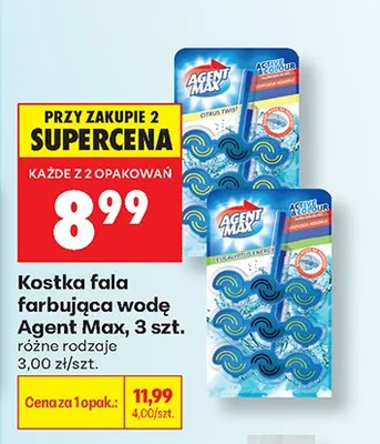 Kostka fala farbująca wodę Agent Max Eucalyptus promocja w Biedronka