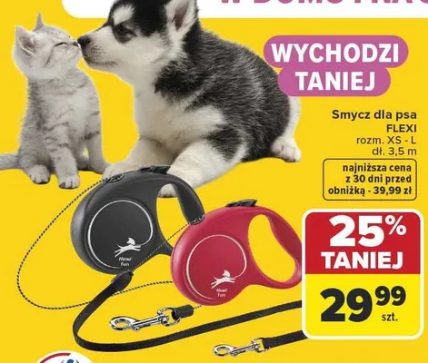 Smycz dla psa Flexi różne rozmiary XS-L promocja w Carrefour Market