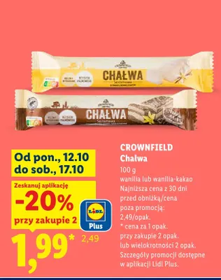 Chałwa wanilia-kakao Crownfield promocja w Lidl
