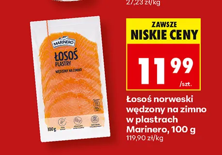 Łosoś norweski wędzony na zimno w plastrach Marinero promocja w Biedronka