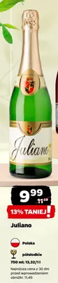 Wino musujące Juliano półsłodkie białe promocja w Netto