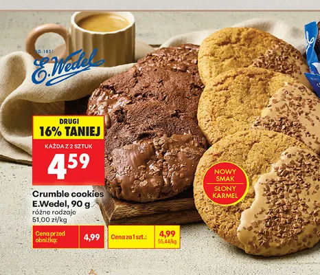 Crumble cookies E.Wedel promocja w Biedronka