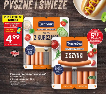 Parówki Premium Tarczyński z szynki promocja w LEWIATAN