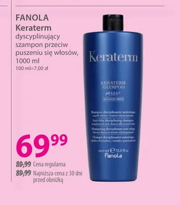 Dyscyplinujący szampon przeciw puszeniu się włosów Keraterm Fanola promocja w Hebe