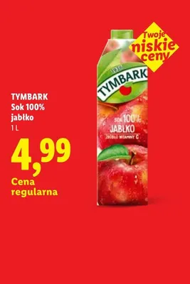 Sok jabłko Tymbark 100% promocja w Lidl