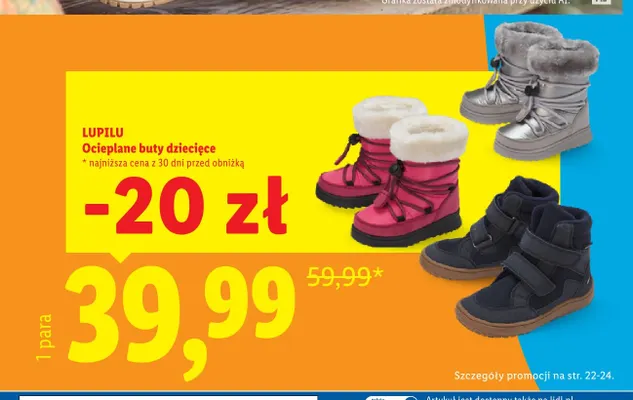 Ocieplane buty dziecięce Lupilu promocja w Lidl
