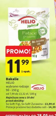 Pistacje prażone bez dodatku soli Helio promocja w Intermarche