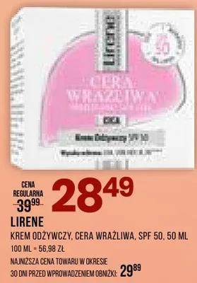 Krem odżywczy Cera Wrażliwa SPF 50 Lirene promocja w Drogerie Natura