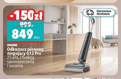 Odkurzacz pionowy mopujący G12 Pro z funkcją samoczyszczenia i suszenia Dreame promocja w Biedronka Home