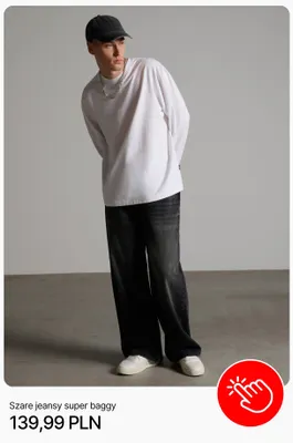 Szare jeansy super baggy Cropp promocja w Cropp