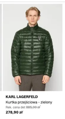 Kurtka przejściowa Karl Lagerfeld zielona promocja w Lounge by Zalando