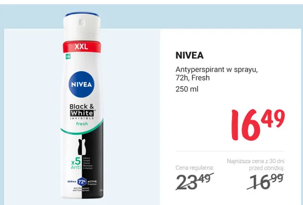 Antyperspirant w sprayu 72h Fresh Black & White promocja w Rossmann