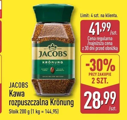 Kawa rozpuszczalna Krönung Jacobs promocja w Aldi