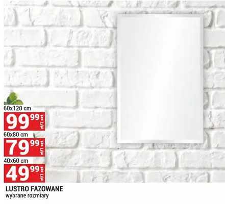 Lustro fazowane wybrane rozmiary 60x120 cm promocja w Merkury Market