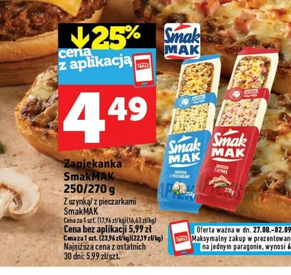 Zapiekanka SmakMAK z pieczarkami promocja w TOPAZ