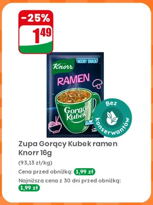 Zupa Gorący Kubek ramen Knorr promocja w Dino