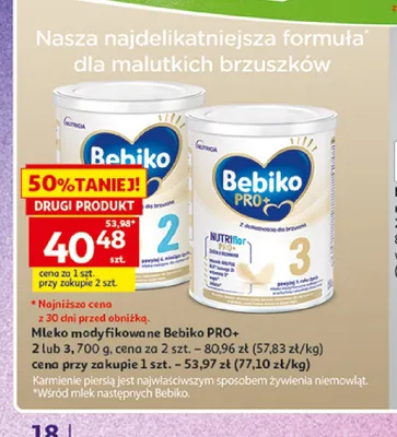 Mleko modyfikowane Bebiko PRO+ promocja w Auchan