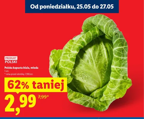 Polska kapusta biała młoda promocja w Lidl
