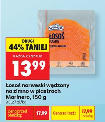 Łosoś norweski wędzony na zimno w plastrach promocja w Biedronka