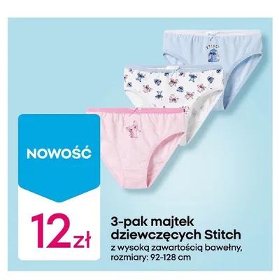 Majtki dziewczęce Disney Stitch 3-pak promocja w Pepco
