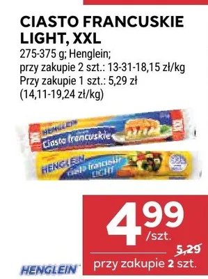 Ciasto francuskie light XXL Henglein promocja w Stokrotka