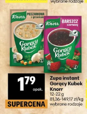 Zupa instant Gorący Kubek Knorr promocja w Delikatesy Centrum